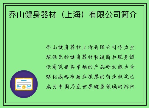 乔山健身器材（上海）有限公司简介