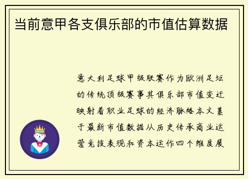 当前意甲各支俱乐部的市值估算数据